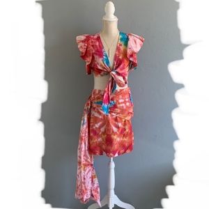 Rainbow Tie Dye Lana Wrap Crop Top + Mabel Sarong Skirt - All Things Mocha